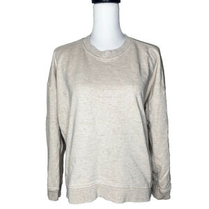 Madewell Sweater Womens Medium Beige Cotton Crew Neck Raglan Henley T-Shirt